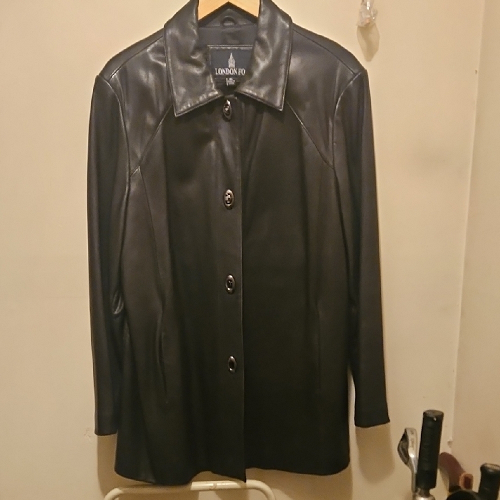 London Fog Women's Dark Leather Coat